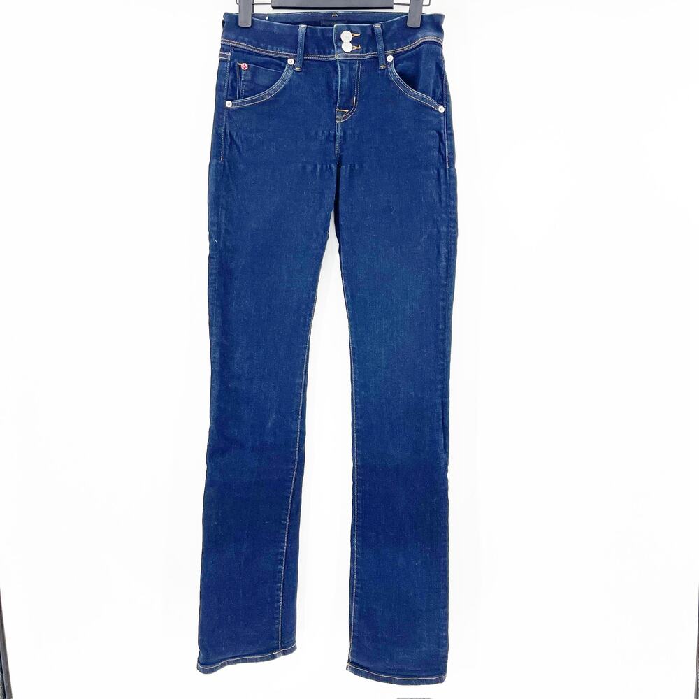 Hudson Women's Blue Mid Rise Ankle Denim Stretch Straight Leg Jeans Size‎ 25